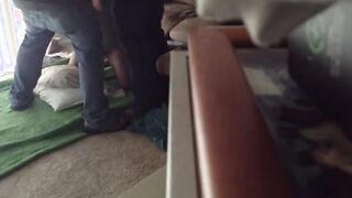 Bareback 3-Way: Young Hunk Takes It Raw from Daddy and Son