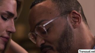 Tgirl Kalli Grace barebacked by black Dillon Diaz