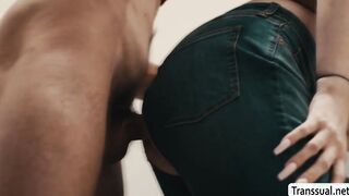 Sick pervert bareback fucks his Trans babysitter