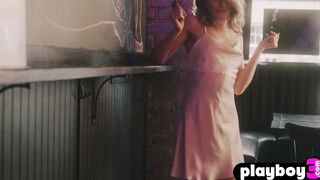 Cute blonde Amelia posing totally naked