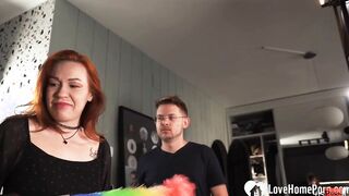 Big Tit red head gets shafted inside the kitchen