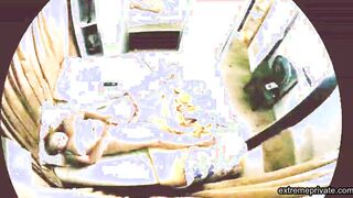 Chubby stepmom caught toying her pussy