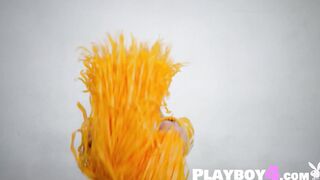 Petite blonde MILF posing before match
