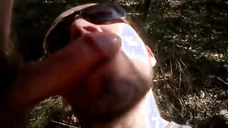 Big-Cock Blowjob in the Woods with a Buddy