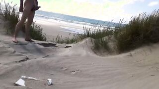 Exhibitionist Strokes Hard on the Beach