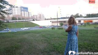 Picked up mom gets nailed rough outdoor