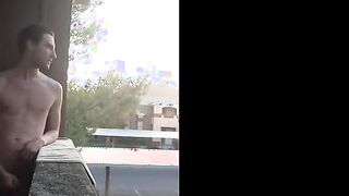 Exhibitionist Jacking Off on Balcony Almost Seen