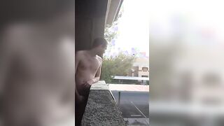 Exhibitionist Jacking Off on Balcony Almost Seen