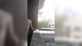 Exhibitionist Jacking Off on Balcony Almost Seen
