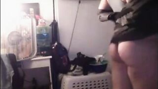 Chubby Crossdresser Shakes His Booty