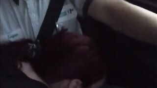 Redhead Teen Gobbles Cock in Audi Ride