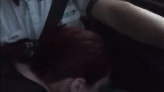Redhead Teen Gobbles Cock in Audi Ride