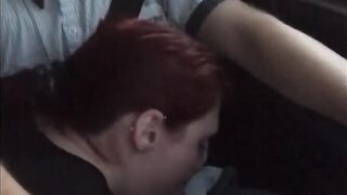 Redhead Teen Gobbles Cock in Audi Ride