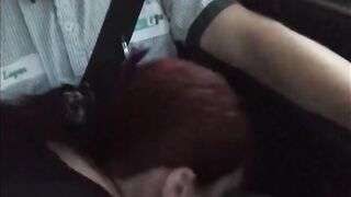 Redhead Teen Gobbles Cock in Audi Ride