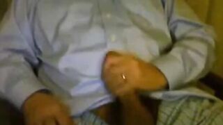 Big-Cock Daddy Cums on His Shirt