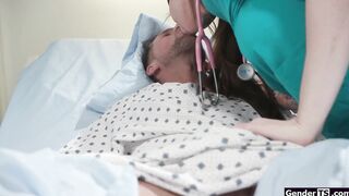 Trans nurse Gracie Jane helps with boner