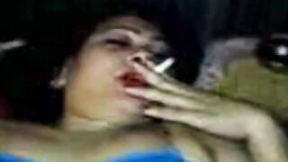 BBW Asian Amateur with Big Tits Smokes and Gets Fucked