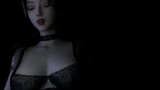 3D сексуальная азиатская стриптизерша в горячем нижнем белье сосет большой член
