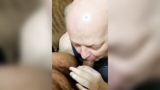 Mature Gay Man Sucks a Huge Black Cock