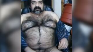 Hairy Bear Daddy Stroking Big Cock
