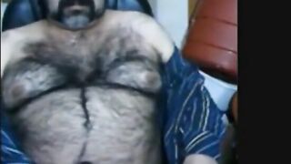 Hairy Bear Daddy Stroking Big Cock