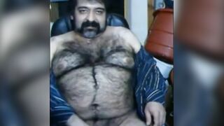 Hairy Bear Daddy Stroking Big Cock