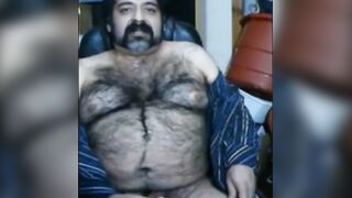 Hairy Bear Daddy Stroking Big Cock