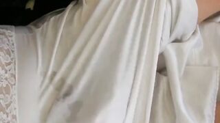 Nylon Slip Wank & Cum - Vintage Crossdresser Webcam Solo