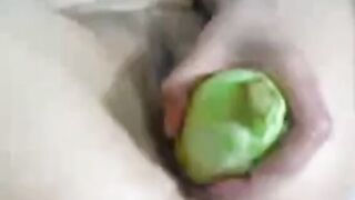 Vegetable Fisting - Amateur Stretches Herself on Webcam