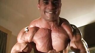 Muscle Daddy Charles Strips and Strokes His Big Cock