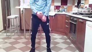 Cumming in my New Kitchen with my Big Cock