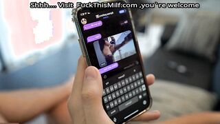 My stepsister caught her jerking off and let me cum on her big tits