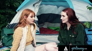 GIRLSWAY - Red Head Lacy Lennon & Her Cutie Neighbors Have A Rough Hidden Affair During A Camping Trip
