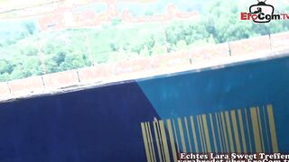 Young half-african woman seduced inside sex outdoor