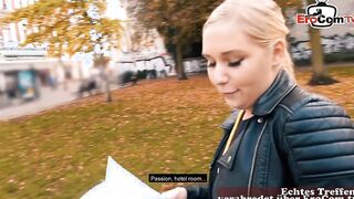 Young woman inside nylons recorded on a real blind date