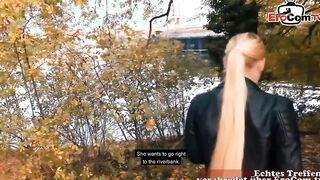 Young woman inside nylons recorded on a real blind date