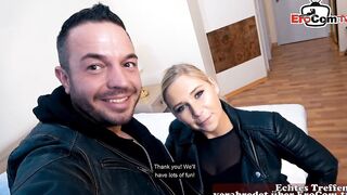 Young woman inside nylons recorded on a real blind date