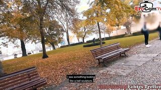 Young woman inside nylons recorded on a real blind date