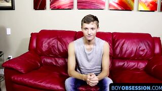 Matthew shows his cute twink body and jerks off his dick