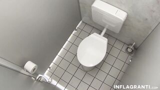 Trashy bitch gets mouth peed inside restroom