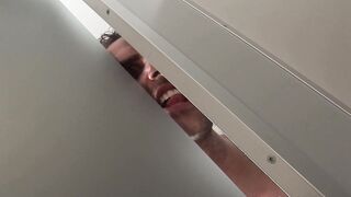 Trashy bitch gets mouth peed inside restroom