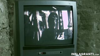 Sexual sub sucking off dick deep