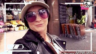 Influencer having a three-hole plowed into a currywurst stall