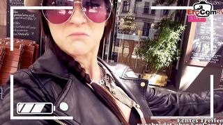 Influencer having a three-hole plowed into a currywurst stall