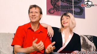 Young lovers have their first 3some at the casting