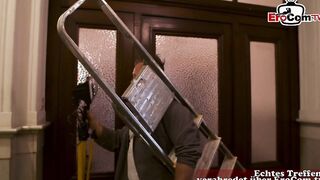 Vulgar granny seduces the handyman