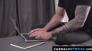Intrigued daddy Agent Robles craves to taste and feel Austin Youngs cock