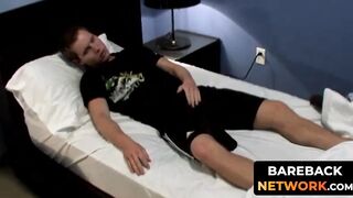 Cute Tyler Andrews wakes up from his long nap feeling horny and wanks himself off