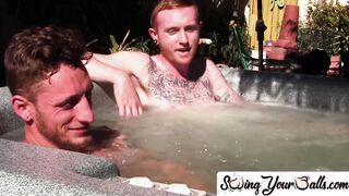 Inked ginger homo leaves jacuzzi to jack off dick with sweetheart