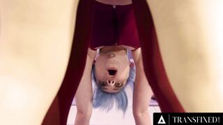 TRANSFIXED - Shemale Yoga Instructor Emma Rose Sneaky Rough Fucks Doggy Style Jewelz Blu During A Class